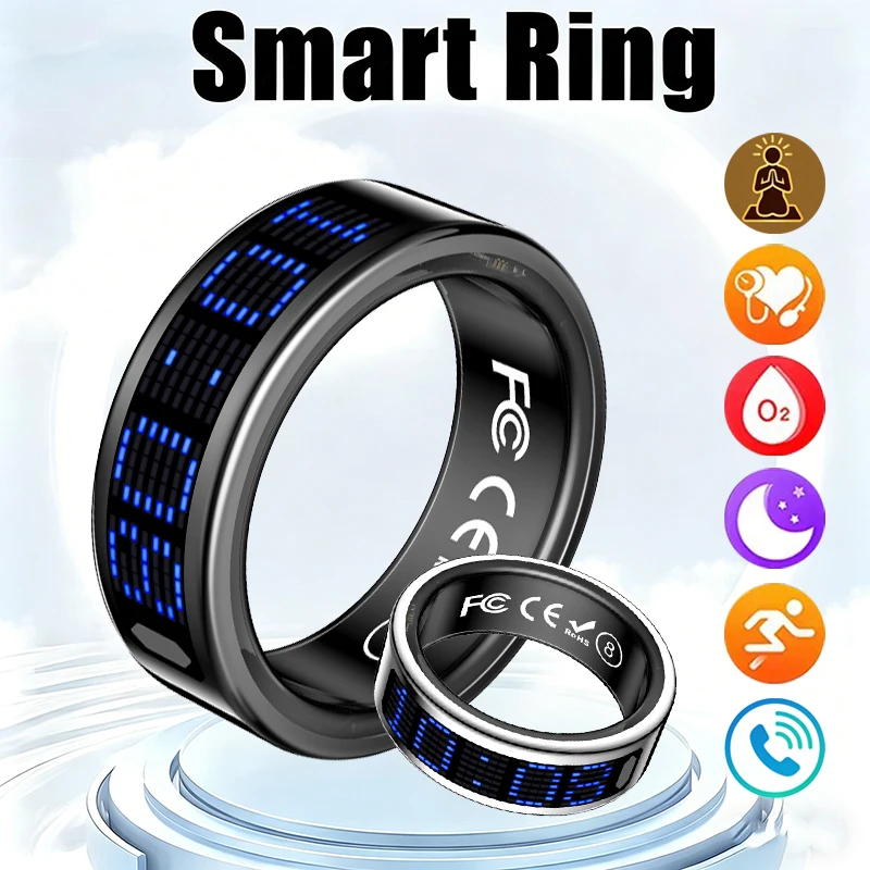 Smart Ring Health Tracker Blood Oxygen - Neuer Smart Ring mit Blauem LED-Display