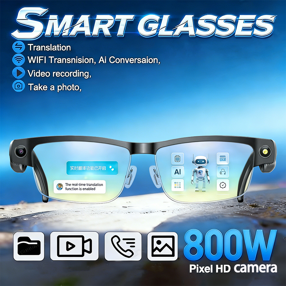 Smart Glasses Camera Video Recording 1080P - 2026 Neue KI-Smart-Brille mit 800W Kamera,
