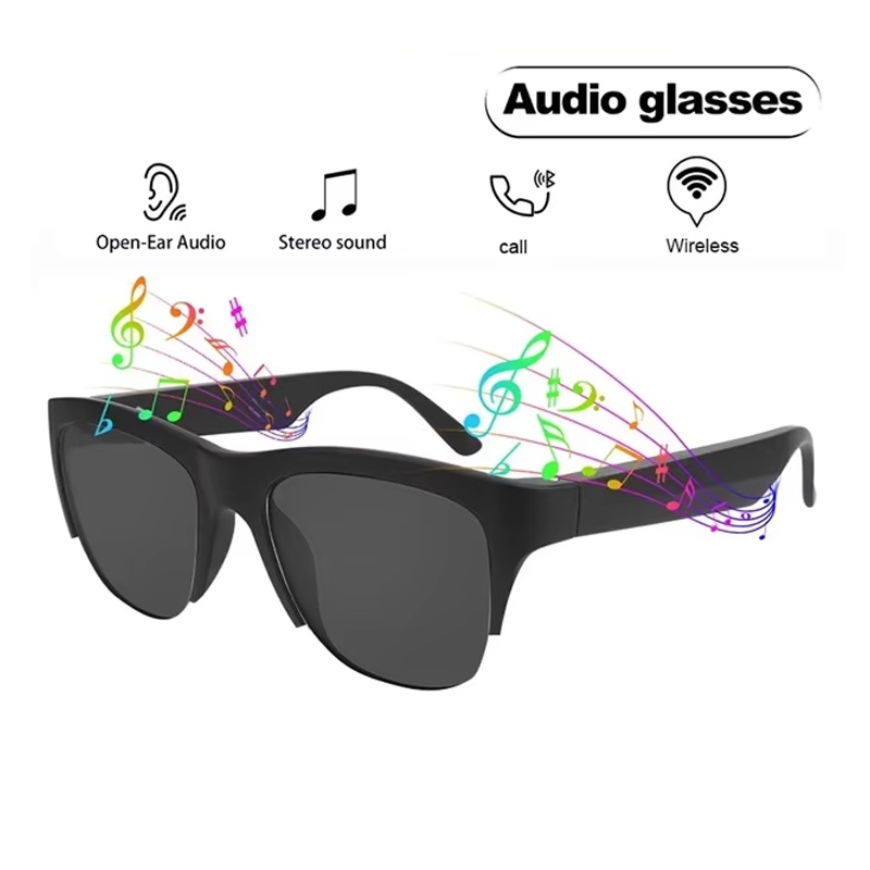 Smart Audio Glasses Touch Control - Touch-Control-Sonnenbrille, Schwarz, Smarte Bluetooth-Audiobrille, UV-Schutz, Smart-Brille