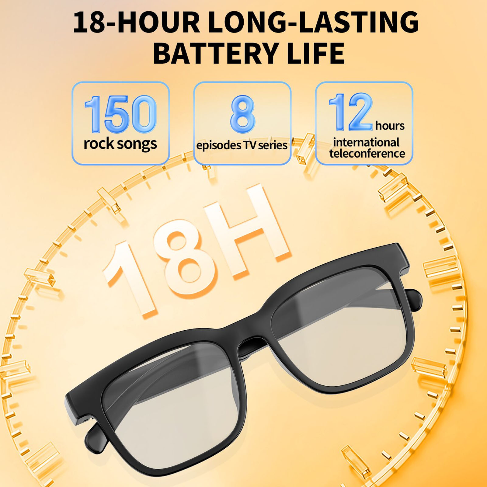 Blue Light Blocking Smart Audio Glasses - Audio-Smart-Brille für Damen und Herren, Blaulichtfilter,