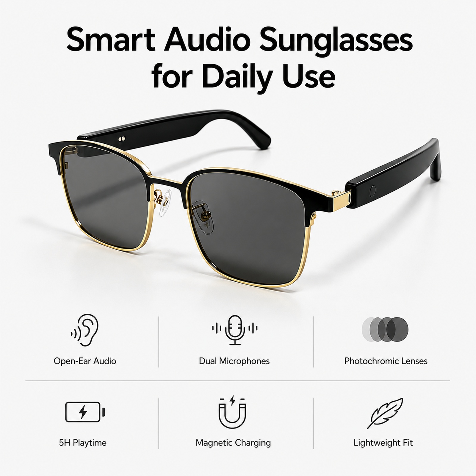 Bluetooth-Brille zum Fahren un – Photochromic Smart Sunglasses Audio Bewertung und Preis