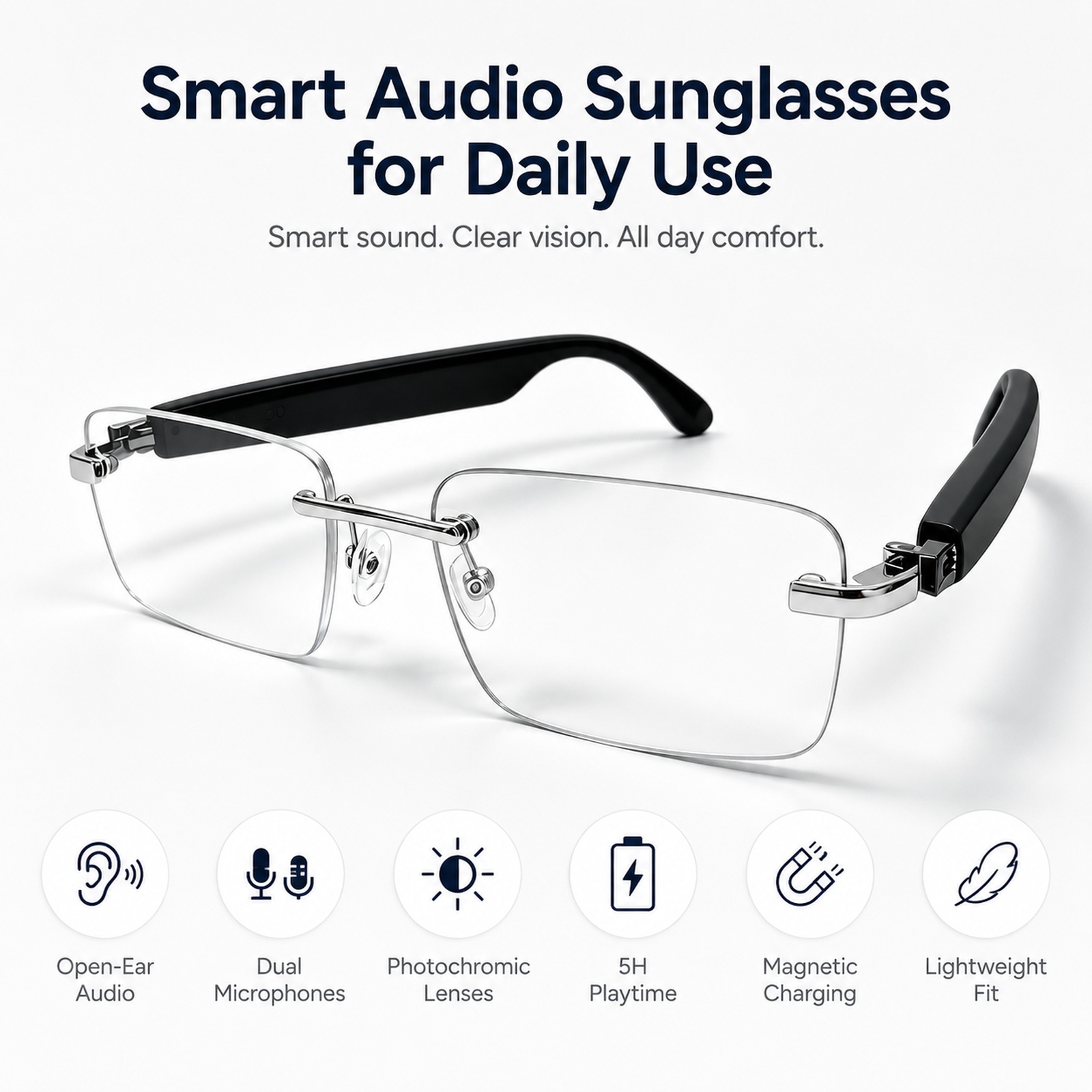 Bluetooth Smart-Sonnenbrille,  – Photochromic Smart Sunglasses Audio Bewertung und Preis