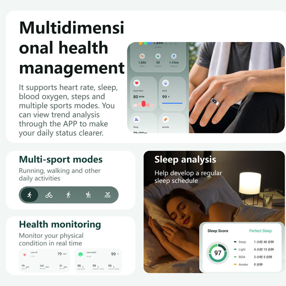SR116 Sprachaufzeichnung KI-Üb – Smart Ring Health Tracker Blood Oxygen Bewertung und Preis