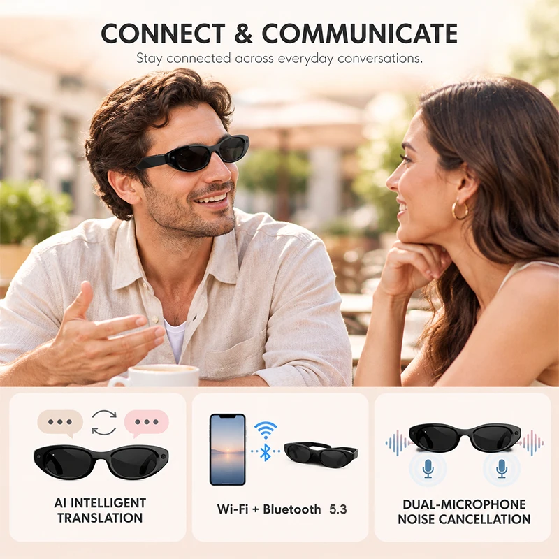 Offene Stereo-Smart-Brille mit – Smart Sunglasses Open Ear Music Calls Bewertung und Preis