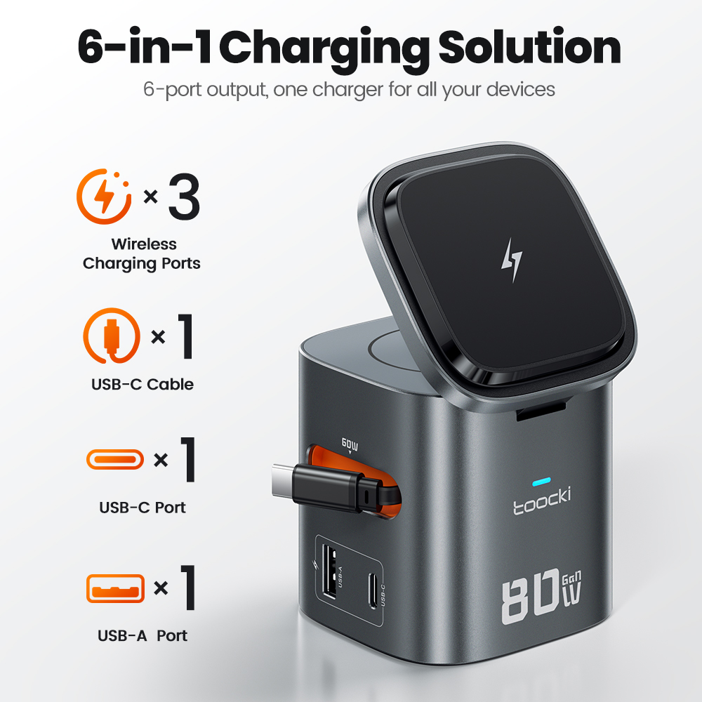 Toocki 80 W 6-in-1 GaN Ladesta – Smart Glasses Magnetic Charging Cable Bewertung und Preis