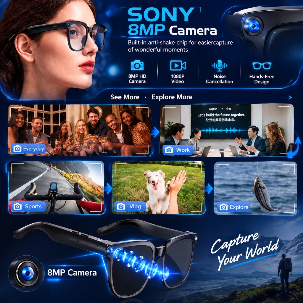 Neue KI-Smart-Brille mit ChatG – Smart Glasses Camera Video Recording 1080P Bewertung und Preis