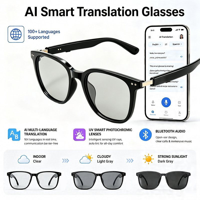 KI-Übersetzungs-Smart-Brille,  – Smart Audio Glasses Touch Control Bewertung und Preis
